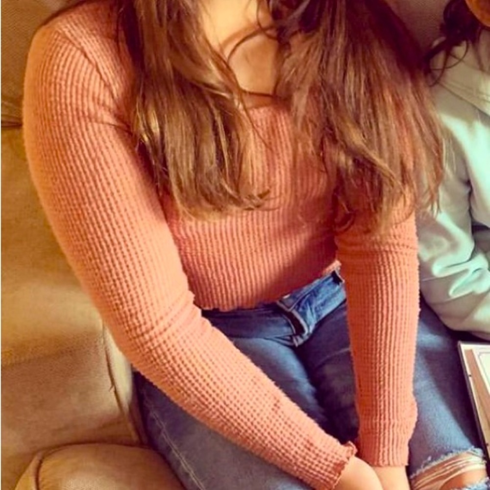 Blush thermal long sleeve crop top